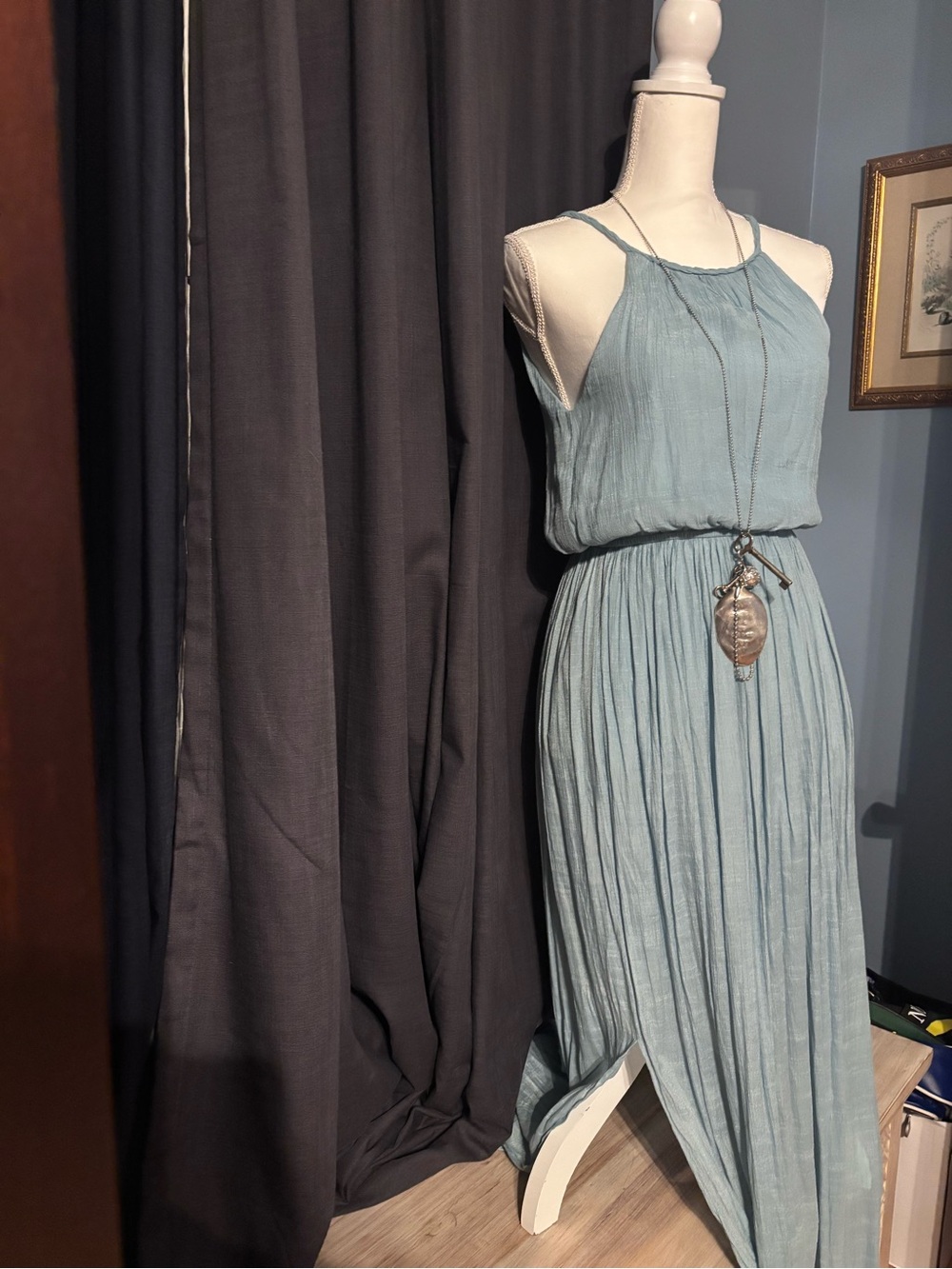 entro Soft Blue Pleated Maxi Dress
